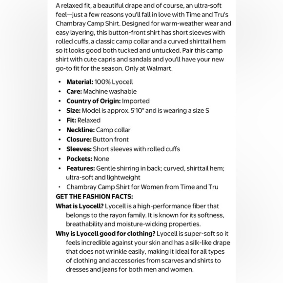 NWT Time and Tru Blue Denim Button-Down Shirt - Picture 6 of 8